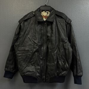 The Flight Club M women’s bomber black vintage leather jacket bomber motorcycle